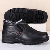 Shoes for Men Winter Cotton Shoes Men's Thickened Leather Waterproof Casual Snow Boots MartLion BLACK 44 