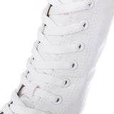  Mid Top Front Lace Up Side Zipper Canvas Shoes Women's Shoes Solid Color Breathable Soft and MartLion - Mart Lion
