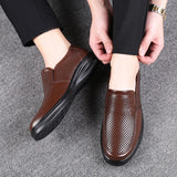 Genuine Leather Shoes Men's Summer Footwear Cow Leather Casual Black MartLion   