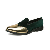British Style Glitter Leather Men's Dress Shoes Loafers Slip-on Ponited Party MartLion green 2921 38 CHINA