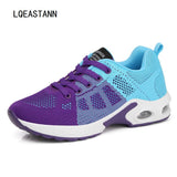 Thick-Soled Ladies Sneakers Korean Student Mesh Casual Shoes Breathable Soft Bottom Cushion Running Mart Lion Purple1 4.5 