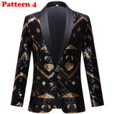 Stylish Vertical Striped Sequin Blazer Jacket Men's Shawl Lapel One Button Glitter Blazers Wedding Party Dinner Homme MartLion