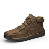 Golden Sapling Casual Men's Boots Retro Leather Winter Shoes Classics Outdoor Trekking Leisure Tactical Work MartLion Khaki 40 