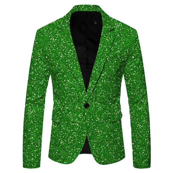 Shiny Gold Sequin Glitter Embellished Blazer Jacket Men's Nightclub Prom Suit Homme Stage Clothes For Singers MartLion Green S CN