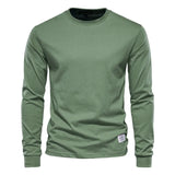 Spring men's T Shirt O-neck Long Sleeved Cotton 12 Color MartLion Green S 65-72kg 