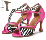 Leopard Grain Latin Dance Shoes for Women High Heel Modern Jazz Indoor Soft Bottom Sandals Summer Tango Party MartLion A zebra heel 8.5cm 35 