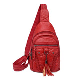 Bags Women Newly Women Chest Pack Female Sling Crossbody Waterproof Shoulder Chest Casual Pu Leather Messenger Pack Mart Lion Red 20cm7cm28cm China