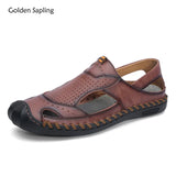 Golden Sapling Breathable Men's Sandals Genuine Leather Summer Shoes Leisure Loafers Casual Flats Casual for Men's MartLion   