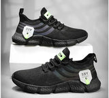 Men's Shoes Breathable Classic Running Sneakers Outdoor Light Mesh Slip on Walking MartLion allblack 46 