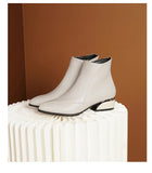 British style boots for women winter thick heeled oversized short boots MartLion