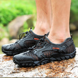 Breathable Waterproof Hiking Shoes Men's Suede Mesh Outdoor Sneakers Rock Climbing Sport Quick-dry Trail Trekking Mart Lion   