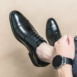 New Men Dress Shoes Leather Shoes Mens Pointed Social Shoe Male Black Casual Wedding Shoes MartLion   