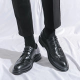 Men's  Leather Shoes Formal Dress Shoes Point-Toe Shoes Hollow Out Breathable Office Oxfords MartLion   