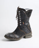 Winter Women's Solid Color Stitching Mid-calf Medium-length Boots MartLion black 36 