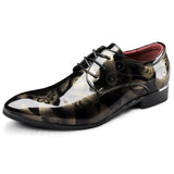 Men's Dress Shoes Mirror Wedding Print Formal Social Party Footwear Mart Lion Gold 37 