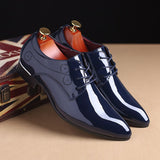 Luxury Shoes Men's Formal Oxford Leather Dress Pointed Wedding Mart Lion Blue 37 
