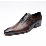 Men's Wedding Dress Brogue Genuine Leather Lace-up Latest Design Color Match Handmade Leather Pointed Dress Shoes MartLion Assorted 39 