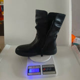 Ankle Boots Cow Leather Motorcycle Platform Wedge Winter Plush Knee High Women Shoes