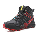 Winter Warm Hiking Shoes Men's Boots Snow Tactical Boots Climbing Mountain Sneakers Combat MartLion BLACK RED 9-3 45 