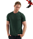 100% Merino Wool T Shirt Men's Base Layer Merino T shirt 180G Everyday Undershirt Wicking Breathable Anti-Odor + Hiking Socks MartLion Army Green USA Size L 