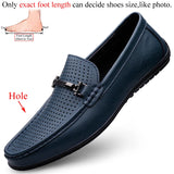 Men's Loafers Slip on White Leather Shoes Casual Spring Summer Autumn Luxury Designer Loafer Moccasins MartLion Blue(with Holes) 44 