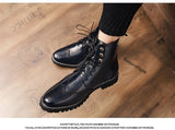 Formal Men's boots British Style Brogue Shoes Mid Calf Dress Leather Oxfords Bota Masculina Mart Lion   