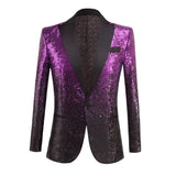 Black Sequin One Button Shawl Collar Suit Jacket Men's Bling Glitter Nightclub Prom DJ Blazer Jacket Stage Clothes for Singers MartLion   