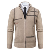 Men's Knit Jacket Fleece Cardigan Zipper Sweater Clothes Luxury Brown Jersey Casual Warm Jumper Harajuku Coat MartLion KHAKI 8932 M 50-62KG 