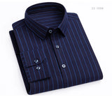 Men's  Modal Cotton Striped Plaid Dress Shirt Without Pocket Stylish Casual Standard-fit Long Sleeve Gingham Shirts MartLion   