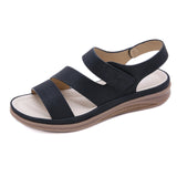 Summer Shoes Women Sandals Thick Sole Non-slip Holiday Flat Ladies Soft MartLion Black 5.5 