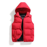 Cotton Vest Men's Fall Winter Hooded Vest For Solid Color Cotton Vest MartLion 4 M 