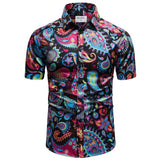 Summer Retro Flower Pattern Design Short Sleeve Men's Casual Shirts All-Match Multicolor Optional Shirt MartLion B08102 S 
