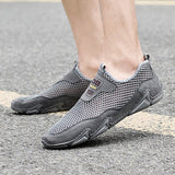 Breathable Loafers Men's Driving Shoes Genuine Leather Sneakers Breathable Mesh Casual Slip On Zapatillas Mart Lion   