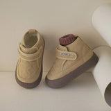 Spring Winter Baby Diamond Checkered Bread Shoes Boys Warm Velvets Inside Cotton Boots Girls Retro Princess Short MartLion   