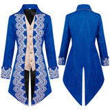 Men's Steampunk Gothic Victorian Jacket Vintage Purple Velvet Tailcoat Medieval Frock Coat Uniform Renaissance Homme MartLion Blue L 