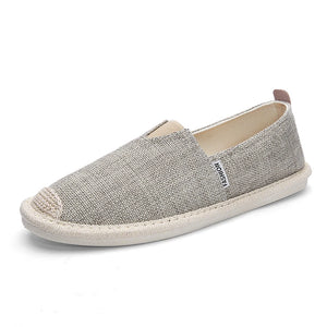 Spring Stripe Canvas Men's Shoes Soft Men's Casual Flat Breathable Loafers Vulcanized MartLion 2905 gray 9 