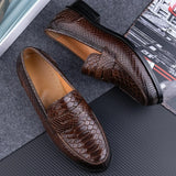 Snake Printing Leather Men Shoes Loafers Design Slip on Daily Casual Shoe Genuine Cowhide Sewing Comfortable Dress Shoe MartLion   