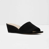 Women Elegant Summer Slippers 3cm Velvet Mules Wedge Sandals Slippers Open Toe High Heels Casual Dress Shoes MartLion black 39 