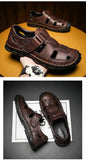 Men's Beach Sandals Roman Style Summer Leather Shoes Beach Outdoor Walking MartLion   