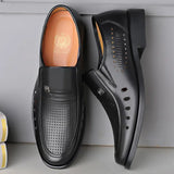 Summer Shoes Men's Brogues Genuine Leather Casual Breathable Footwear Black White MartLion Black-1 10 