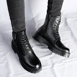 Men's English Style Thick Sole Design Men Boots  Layer Leather Casual Boots