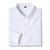 Men's Casual Cotton Oxford Shirt Single Patch Pocket Long Sleeve Standard-fit Button-down Plaid Shirts MartLion 2635- 45-55kg 38 