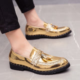 Men's Sequined Tassel Shoes Handmade Retro Soft Non-slip Loafers Casual Leather Mart Lion   