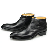 Men's Ankle Leathe Shoes Zipper Luxury Boots Safety Formal Designer Black Coffee Cowhide MartLion black 39 