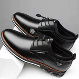 Men's Leather Casual Shoes Spring Autumn Leisure Loafers Flats Mart Lion Black 38 