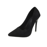 Super High Stiletto Heels Pumps Women Solid Office Flock Pointed Toe Party Elegant Office Shoes MartLion Black 38 