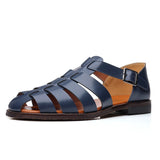 Men's Leather Sandals Trendy Summer Roman Shoes Casual Soft Beach Footwear Flats Mart Lion   