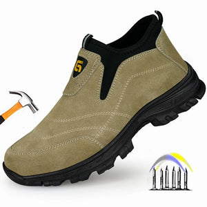 anti spark suede work boots anti smashing welding saftey shoes with iron toe anti-stab protection anti-slip work MartLion   