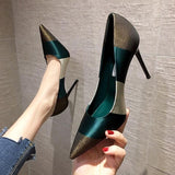 Spring High Heels Women Pumps Pointed Toe Office Lady Working Shoes French Style Female Footware Black Green Mart Lion   