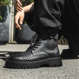 Men's English Style Thick Sole Design Men Boots  Layer Leather Casual Boots